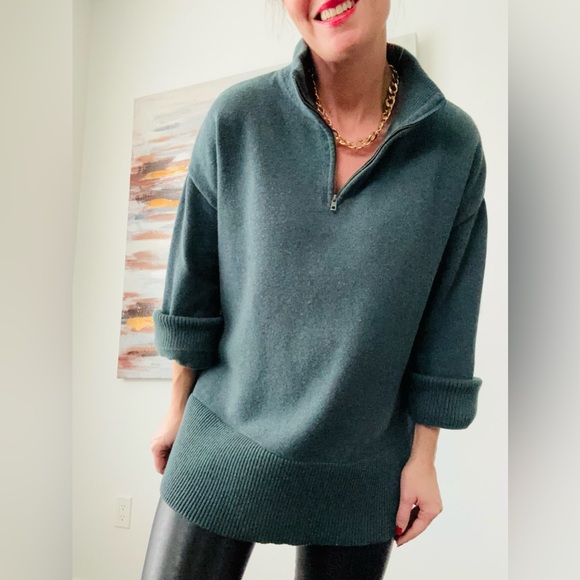 Kit and Ace Sweaters - KIT AND ACE Merino Wool Blend Quarter Zip Pullover Sweater XL